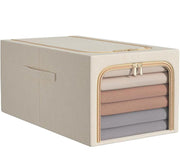 Clothes Storage Bins Quilts Storage Organizer with Metal Frame & Handle (Grey)
