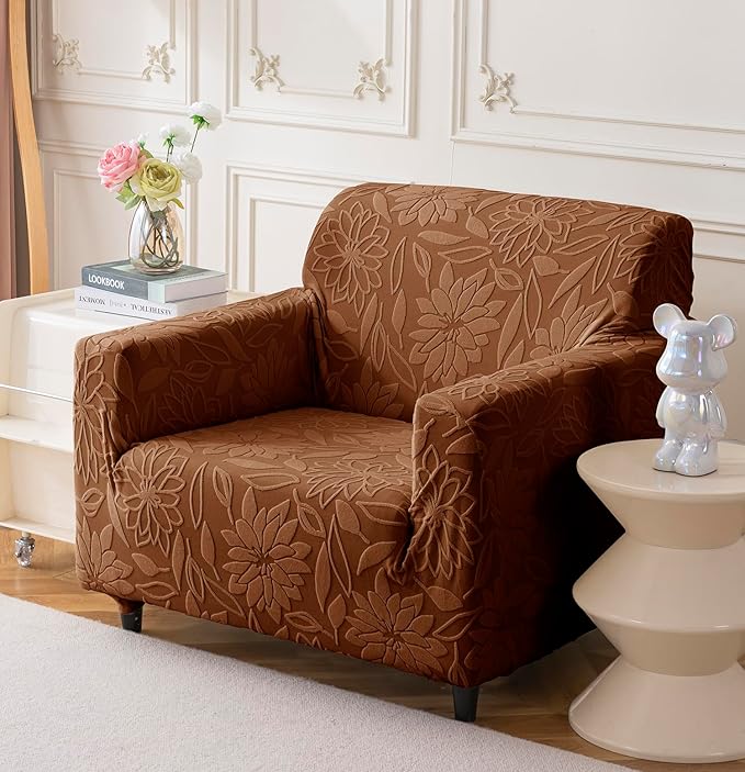 Universal Jacquard Waterproof Camellia Fabric Sofa Cover (Camel)