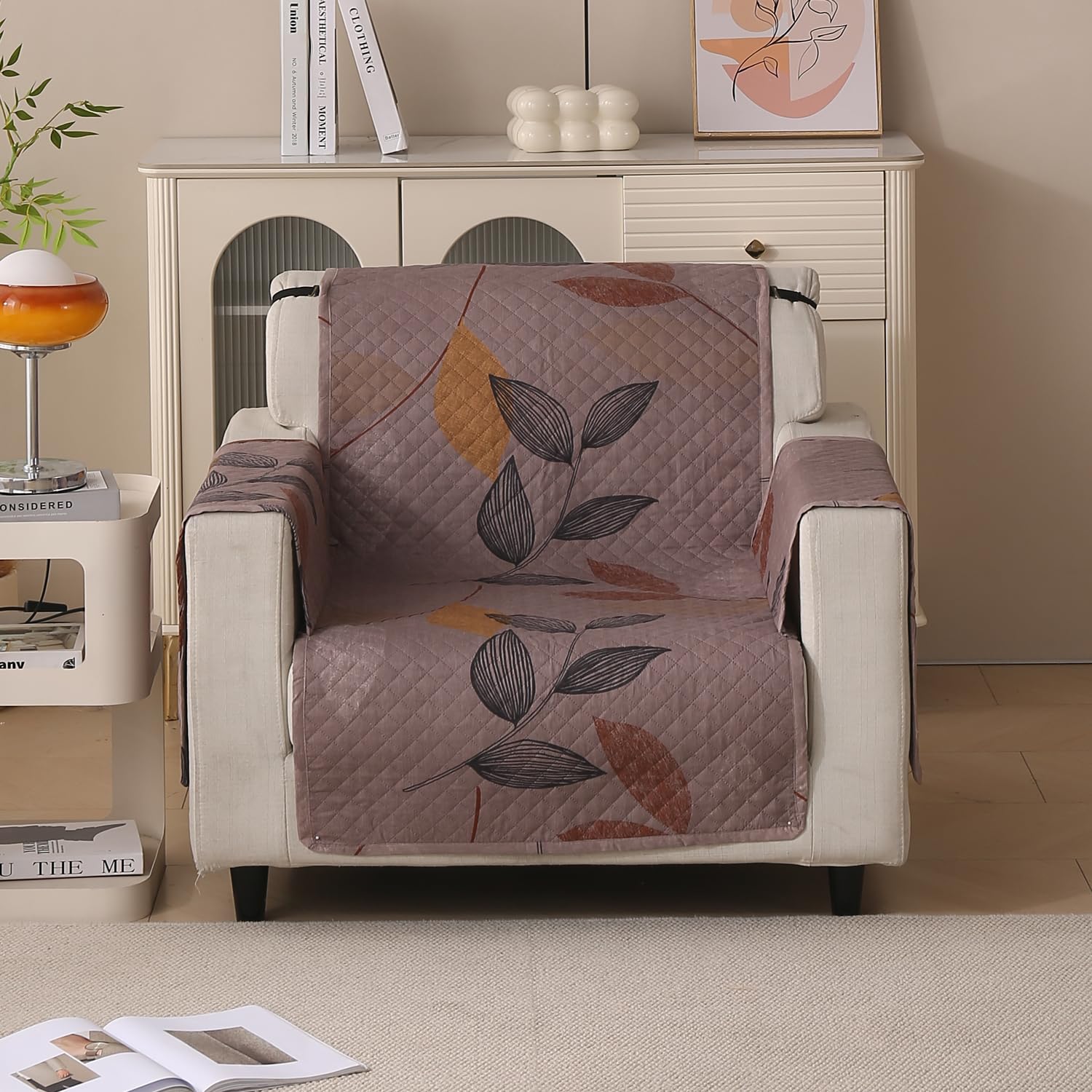 Polyester Sofa Cover Mat Reversible Couch Protector- Dusky Leaf