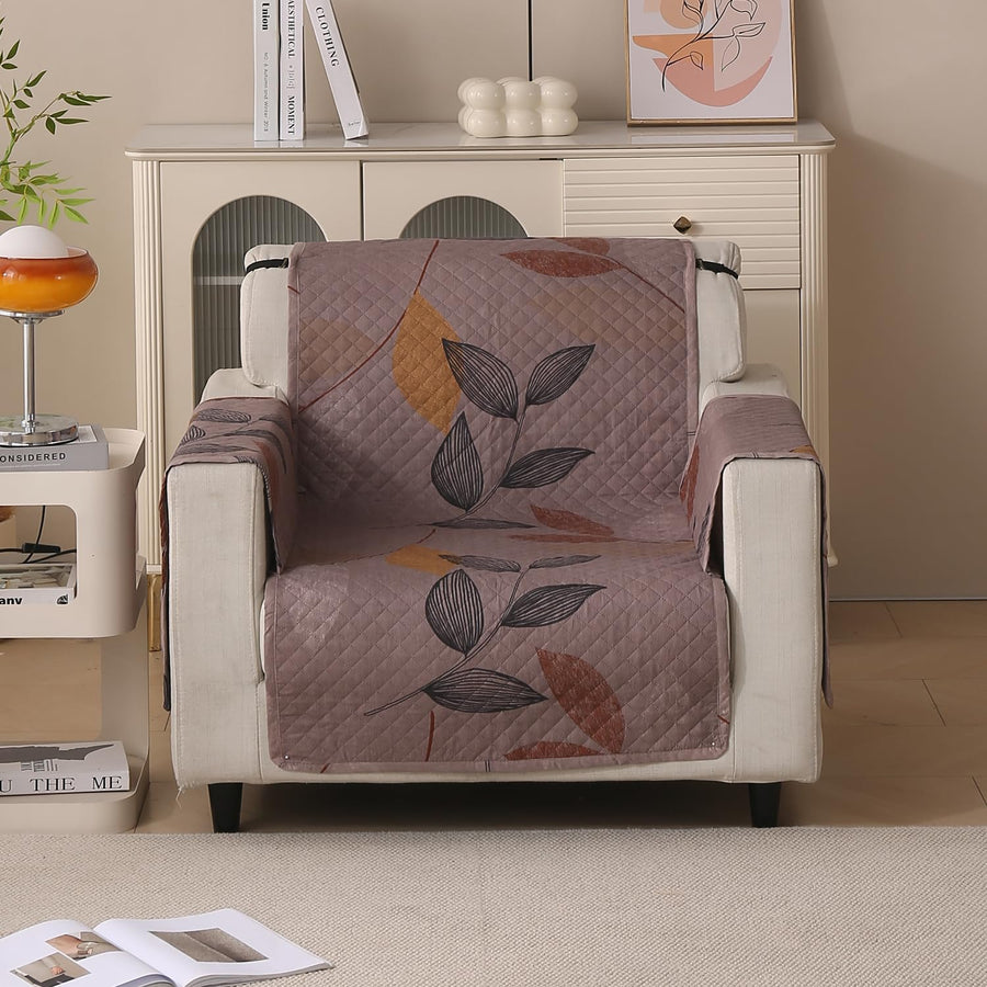 Polyester Sofa Cover Mat Reversible Couch Protector- Dusky Leaf