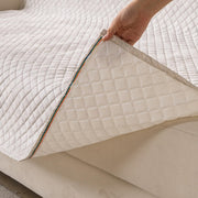 Quilted Printed Sofa Cover for Indian Sofa Set – Washable (Beige Stem)
