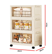 Storage Cabinet with Wheels, Rolling Organizer for Home ( 45CM, Cream)