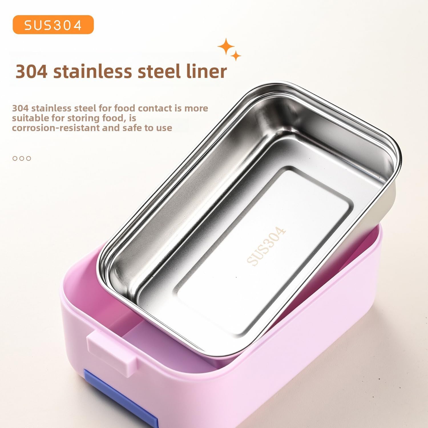 1200ml Double Layer Stainless Steel Lunch Box with Spoon & Fork