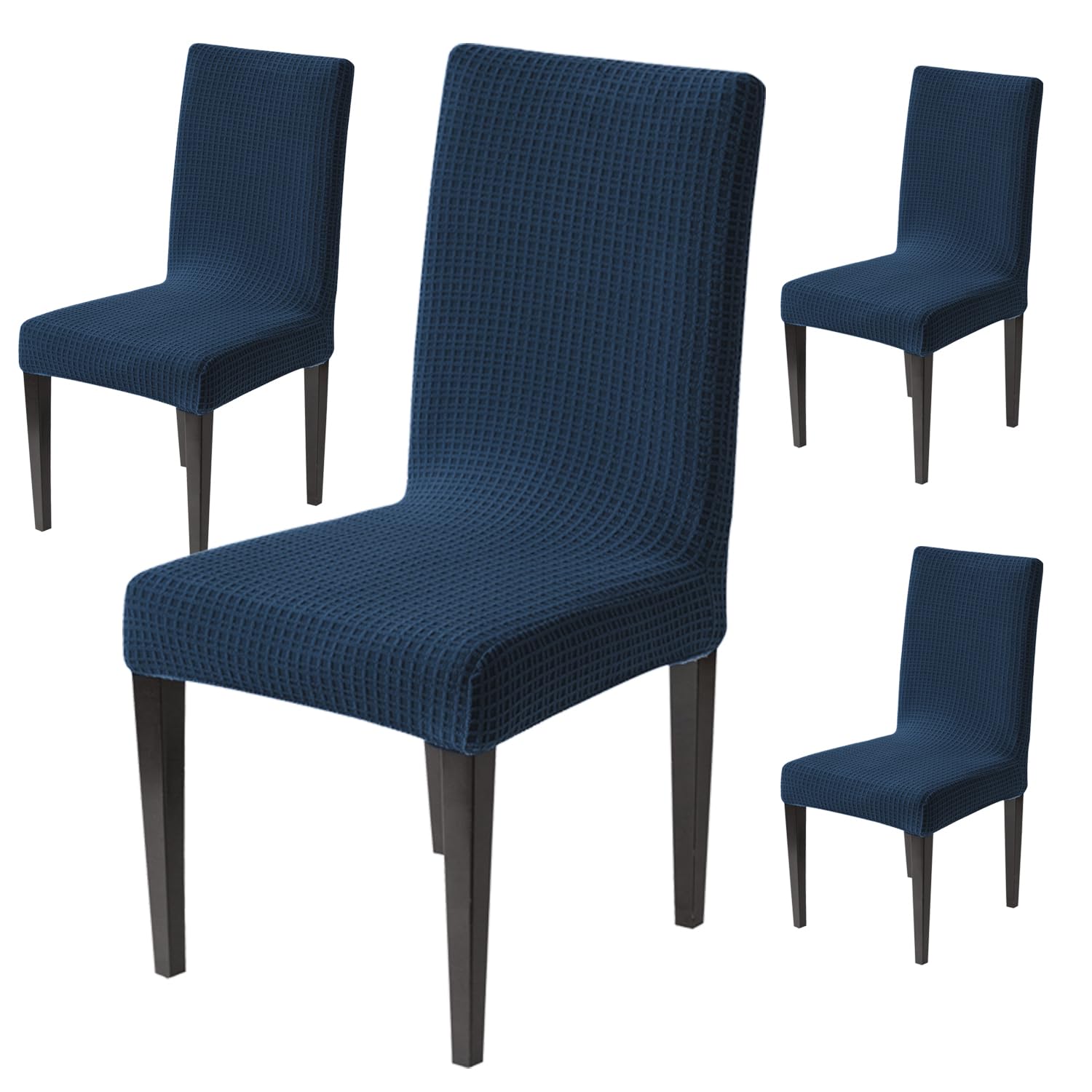 Decorative Dining Chair Cover 220 GSM Stretch Jacquard Fabric (Navy)