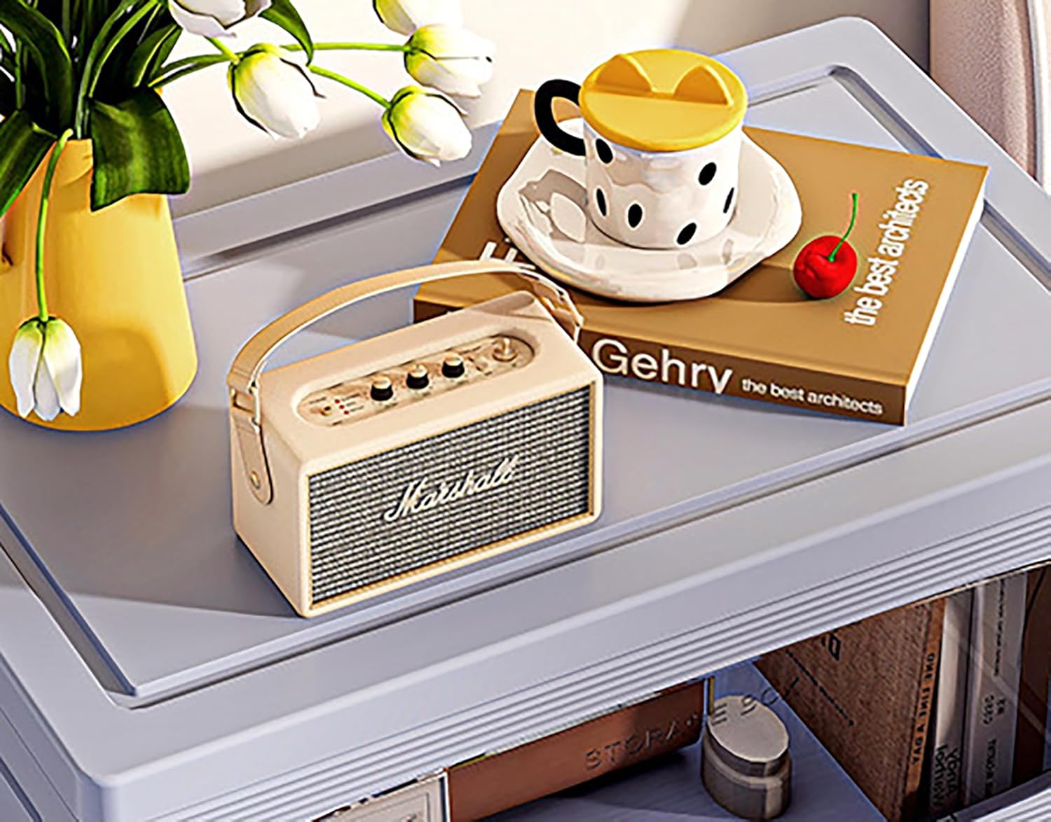 Stackable Collapsible Storage Box Cabinet with Wheels & Flip Doors (Grey)