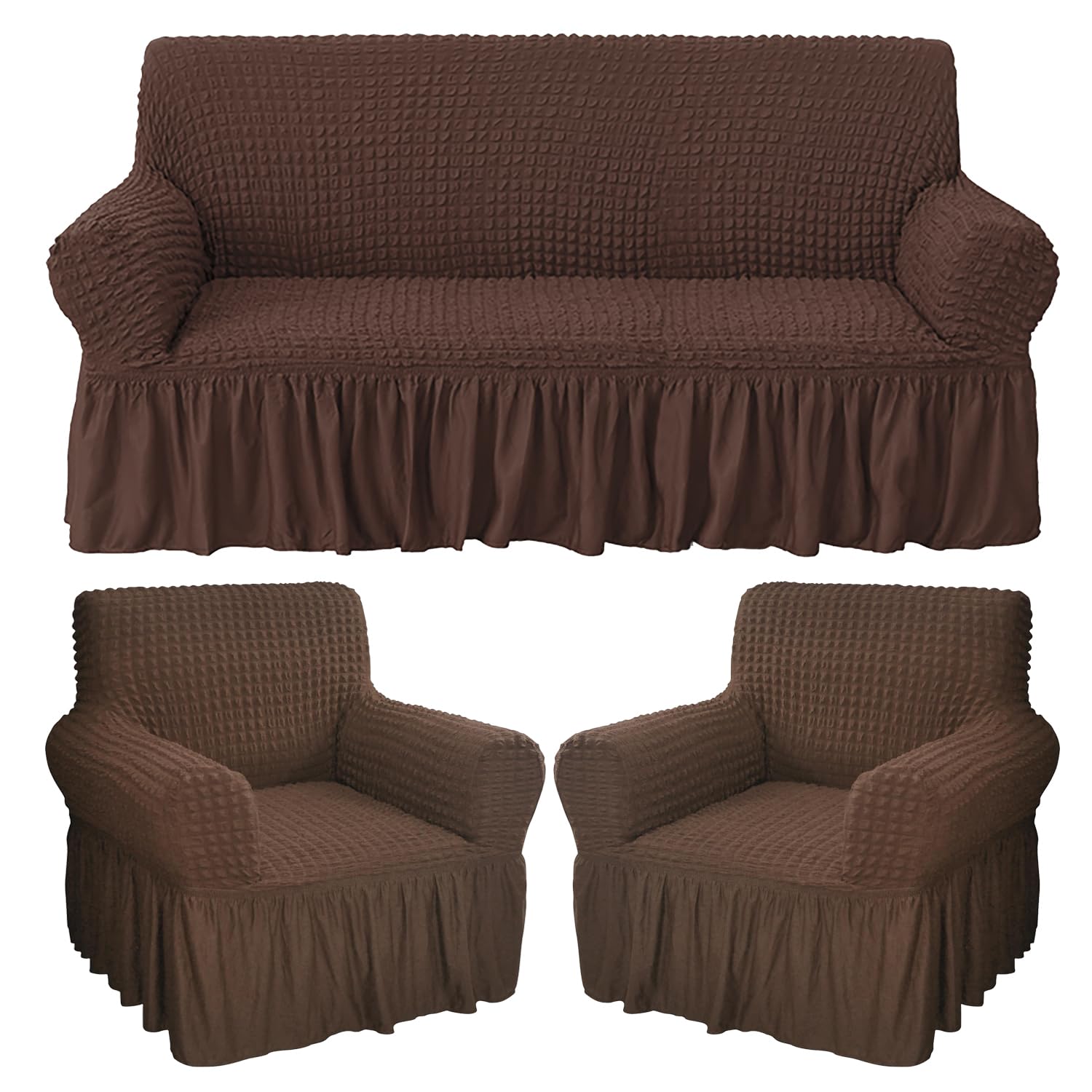 Turkish Bubble Frill Five Seater 3 + 1 + 1 Sofa Slipcovers 280 GSM