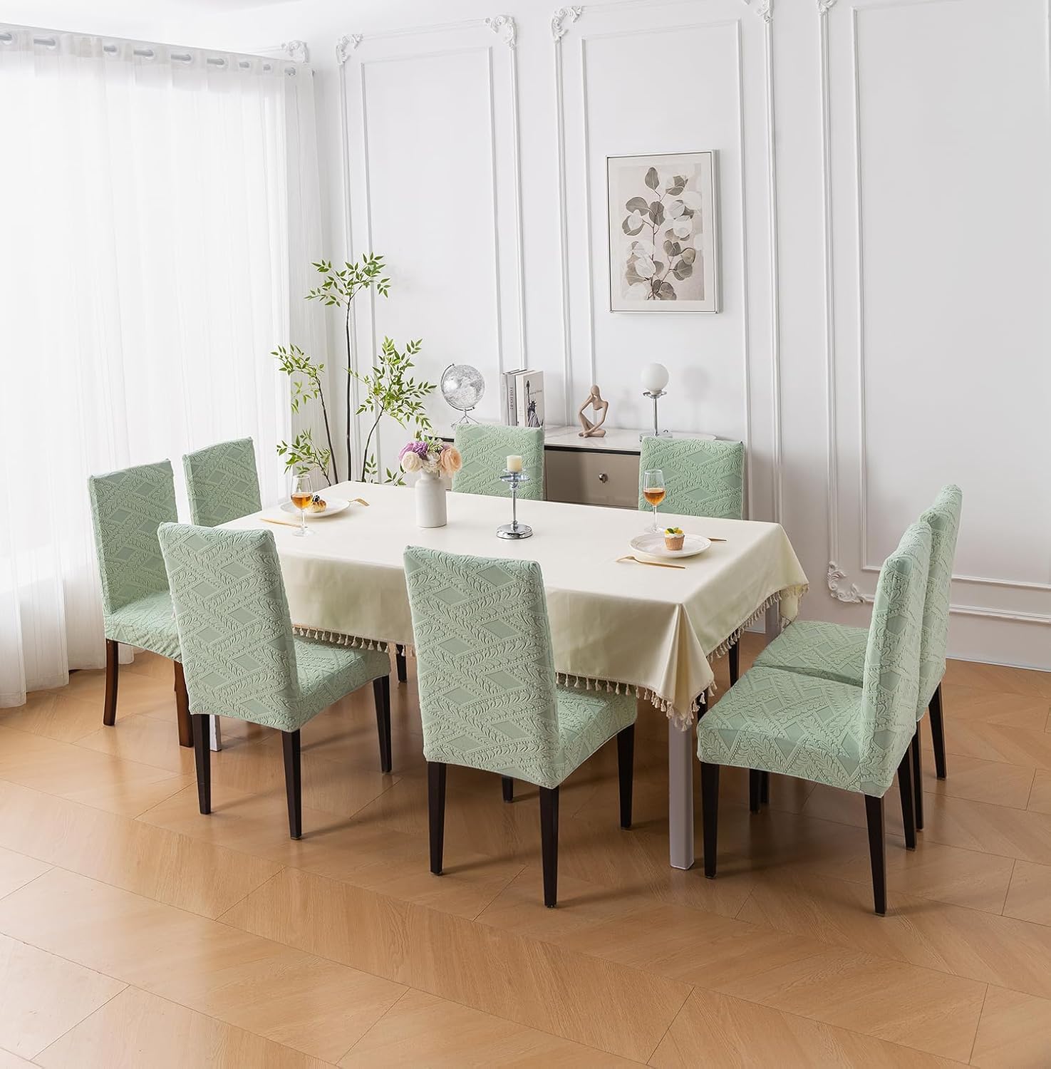 Universal Fit Stretchable Jacquard Chair Cover – 220 GSM Green