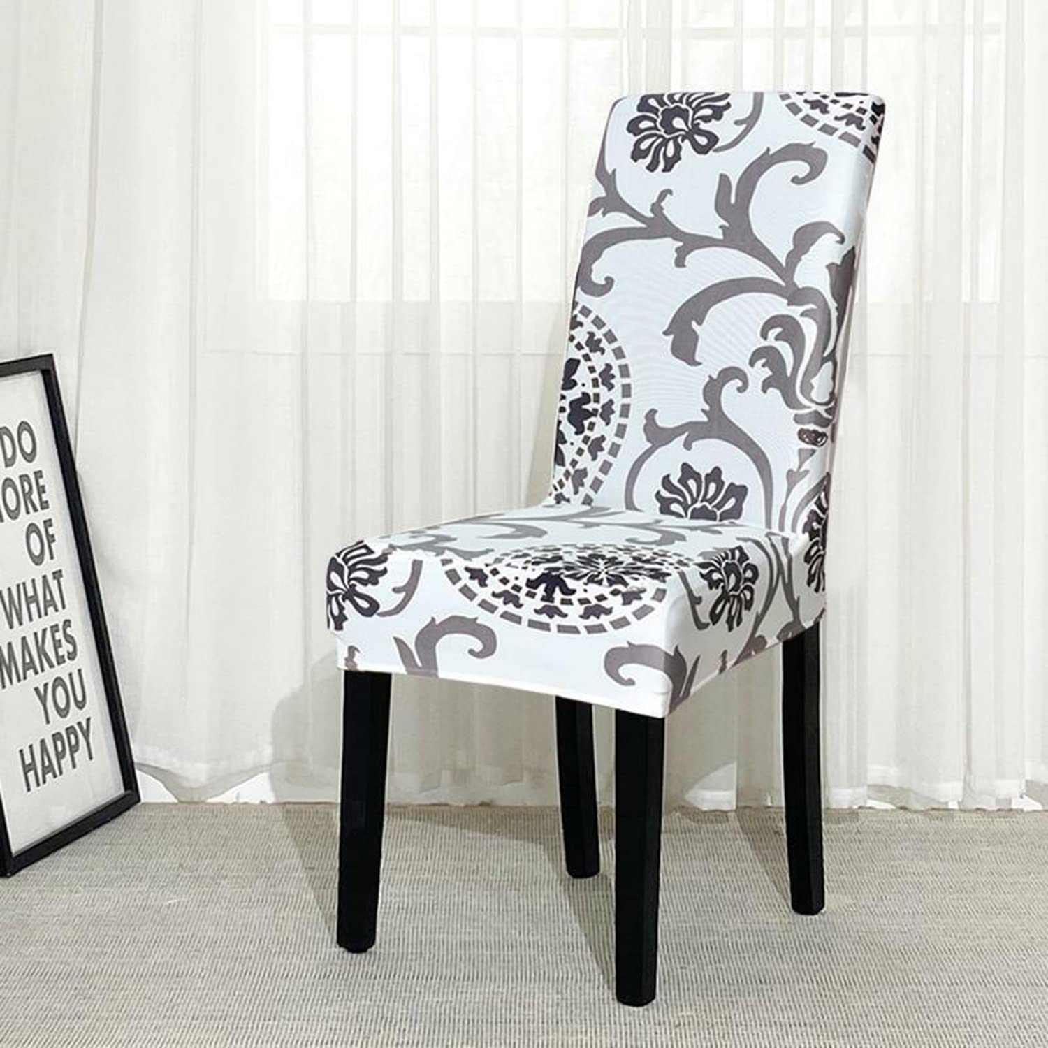 Elastic Chair Cover (White/Grey Demask)