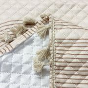 IKATRA Series Quilted Printed Sofa Cover for Indian Sofa Set with Side Pocket (Beige Loom)