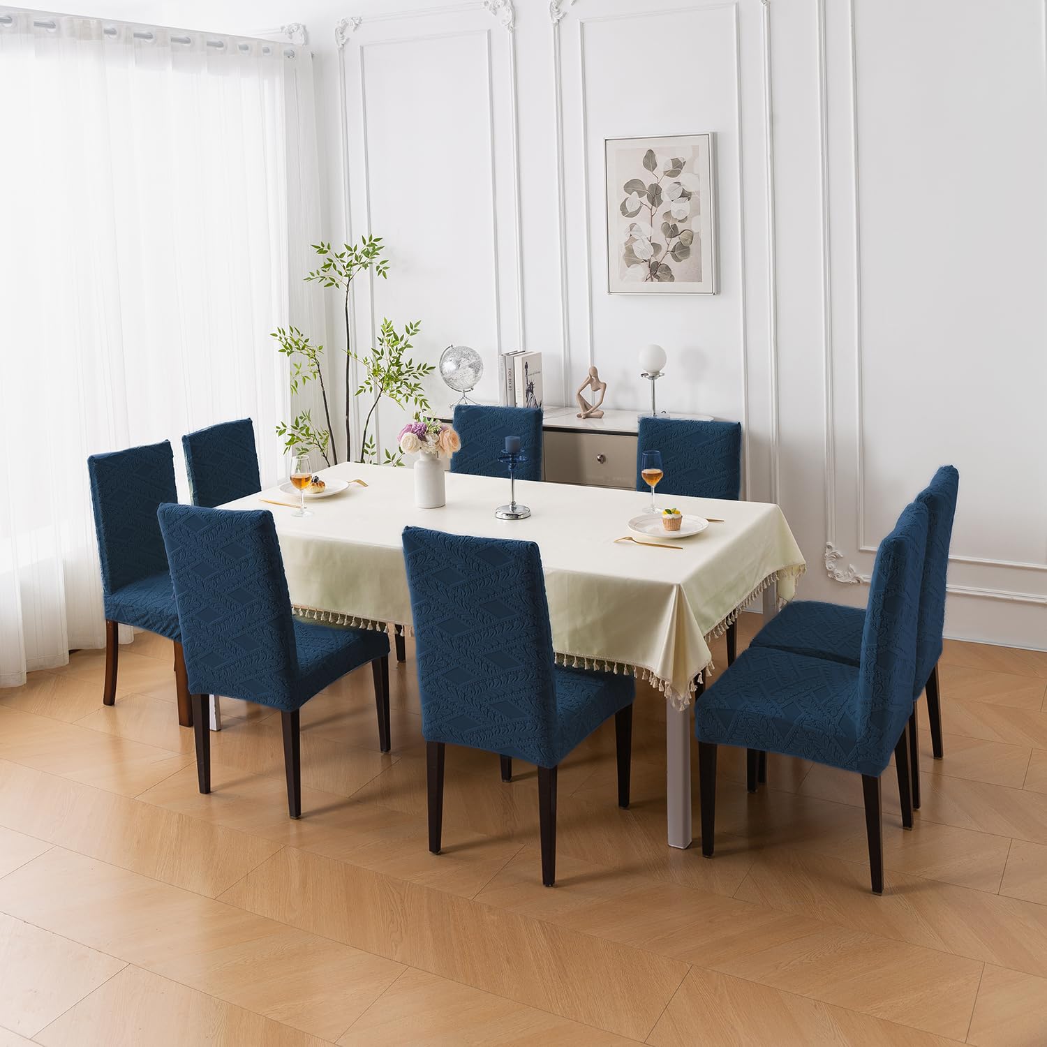 Stretchable Jacquard Chair Cover – 220 GSM-Navy