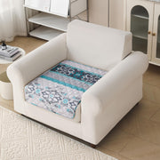 'Aura Petal Series' Quilted Sofa Mat Printed – Anti Slip (Boho Green)