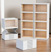 6 Layer Plastic Storage Bins with Lids - Shoe Storage box (Cream)