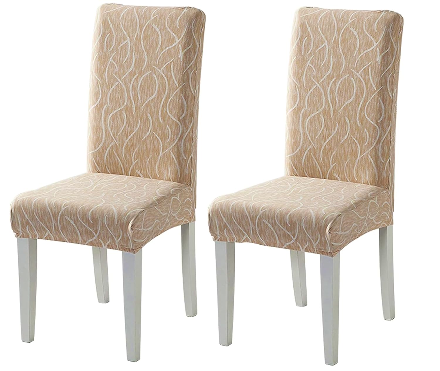 Elastic Chair Cover (Beige Wavy)