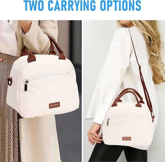 Insulated Lunch Bag for Women, Reusable Tote with Shoulder Strap