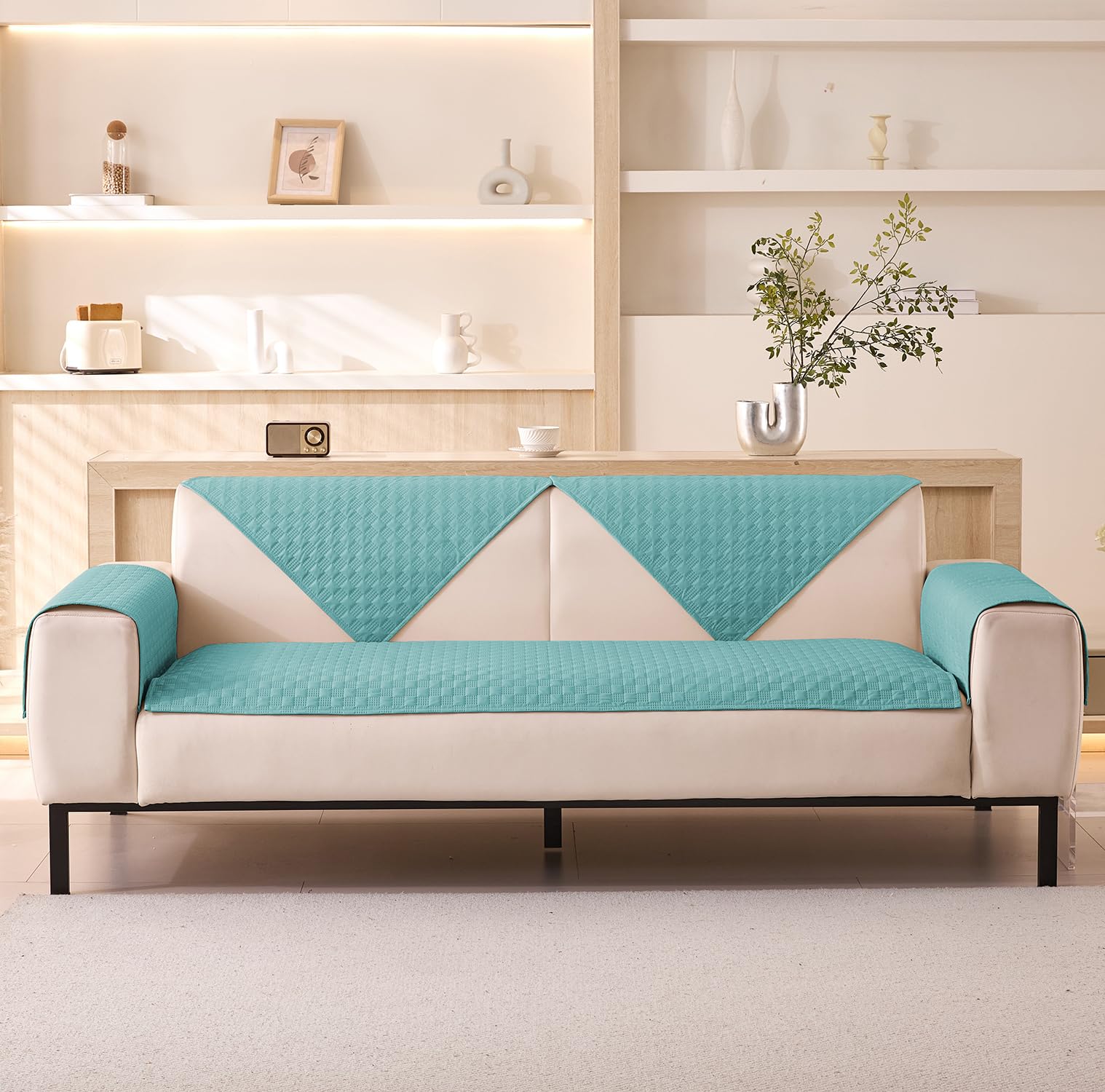 Luxury Waterproof Sofa Cover 1/2/3/4/5 Seater (Light Blue)
