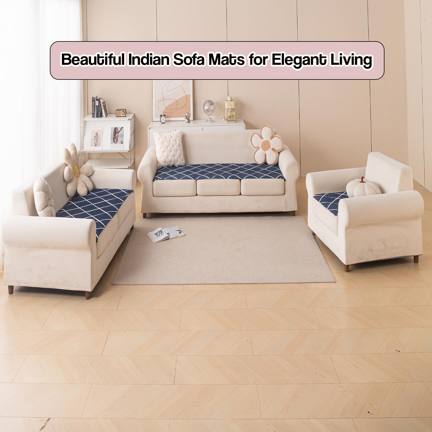 Printed Sofa Cover for Indian Sofa Set Quilted, Washable \u0026 Durable (Bl –  House of quirk, image size:1500x1500