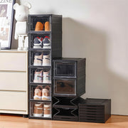6-Layer Foldable & Stackable Shoe Cabinet with Transparent Front Door (Transparent)