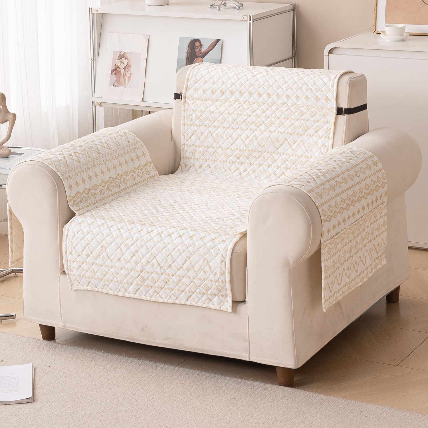 Quilted Printed Sofa Cover for Indian Sofa Set – Washable (Sand Wave)