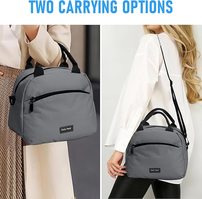 Insulated Lunch Bag for Women, Reusable Tote with Shoulder Strap
