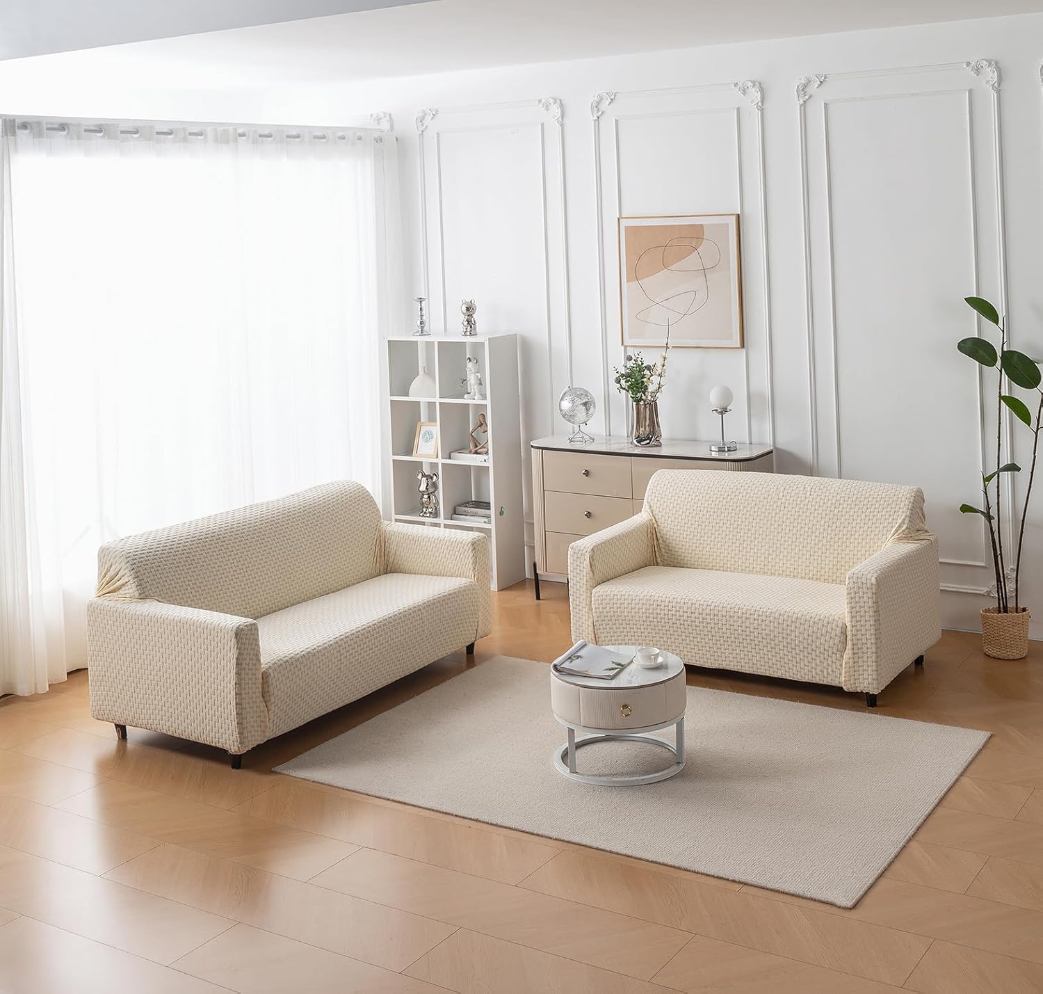 Elegant Jacquard Fabric 220 GSM Sofa Cover (3+1+1)