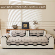 Loom Stripe Series Chenille Couch Cover Curved Edge Quilted Non-Slip Washable Sofa (Brown)