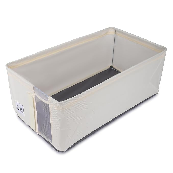 Oxford Cloth Storage Bins Closet & Wardrobe Shelves (Small Beige)