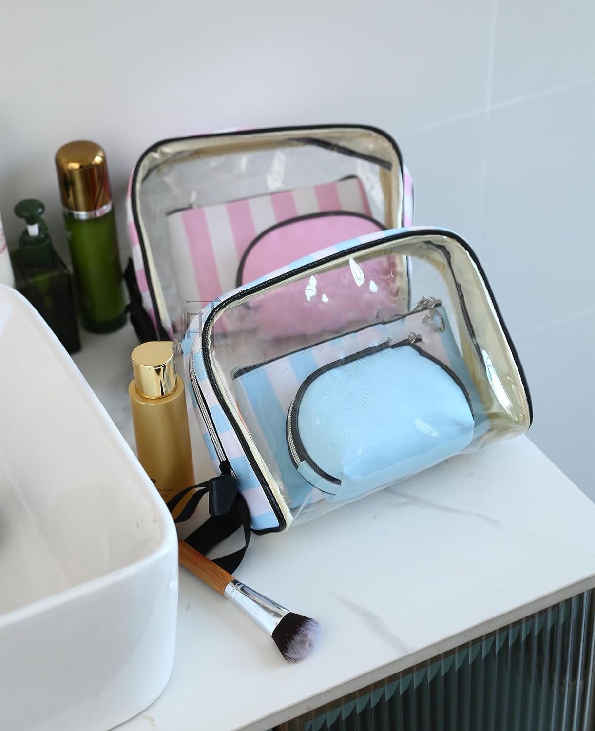 Set of 3 Makeup Bag for Women Portable Toiletry Bag