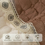 Waffle Quilt Corduroy Chenille Sofa Cover – Quilted, Non-Slip, Washable & Durable Protector (Tan)