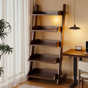 5-Tier Wooden Ladder Bookshelf - Brown 5-Tier