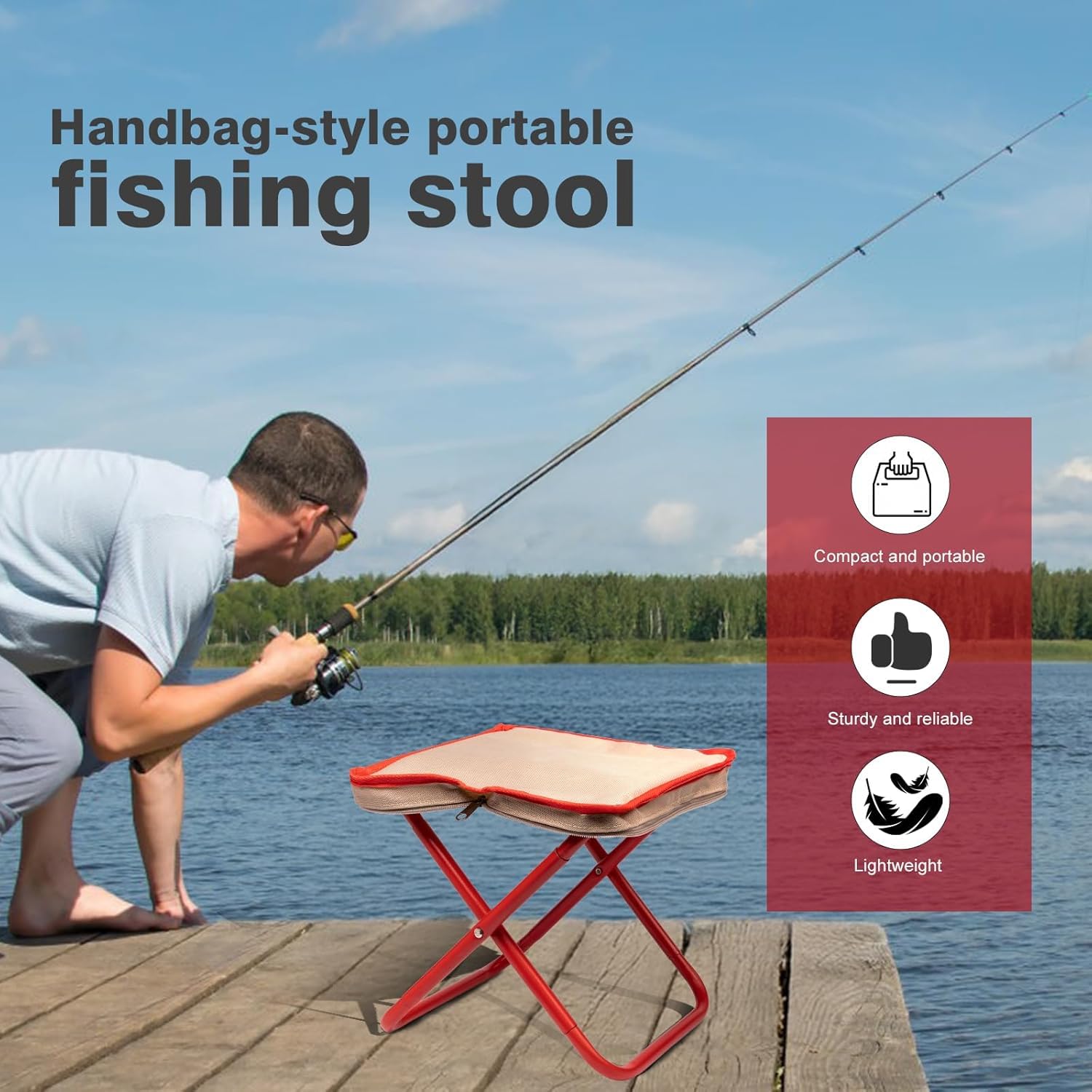 Lightweight Folding Camping Stool with Carry Bag – 10" Portable Outdoor Seat"