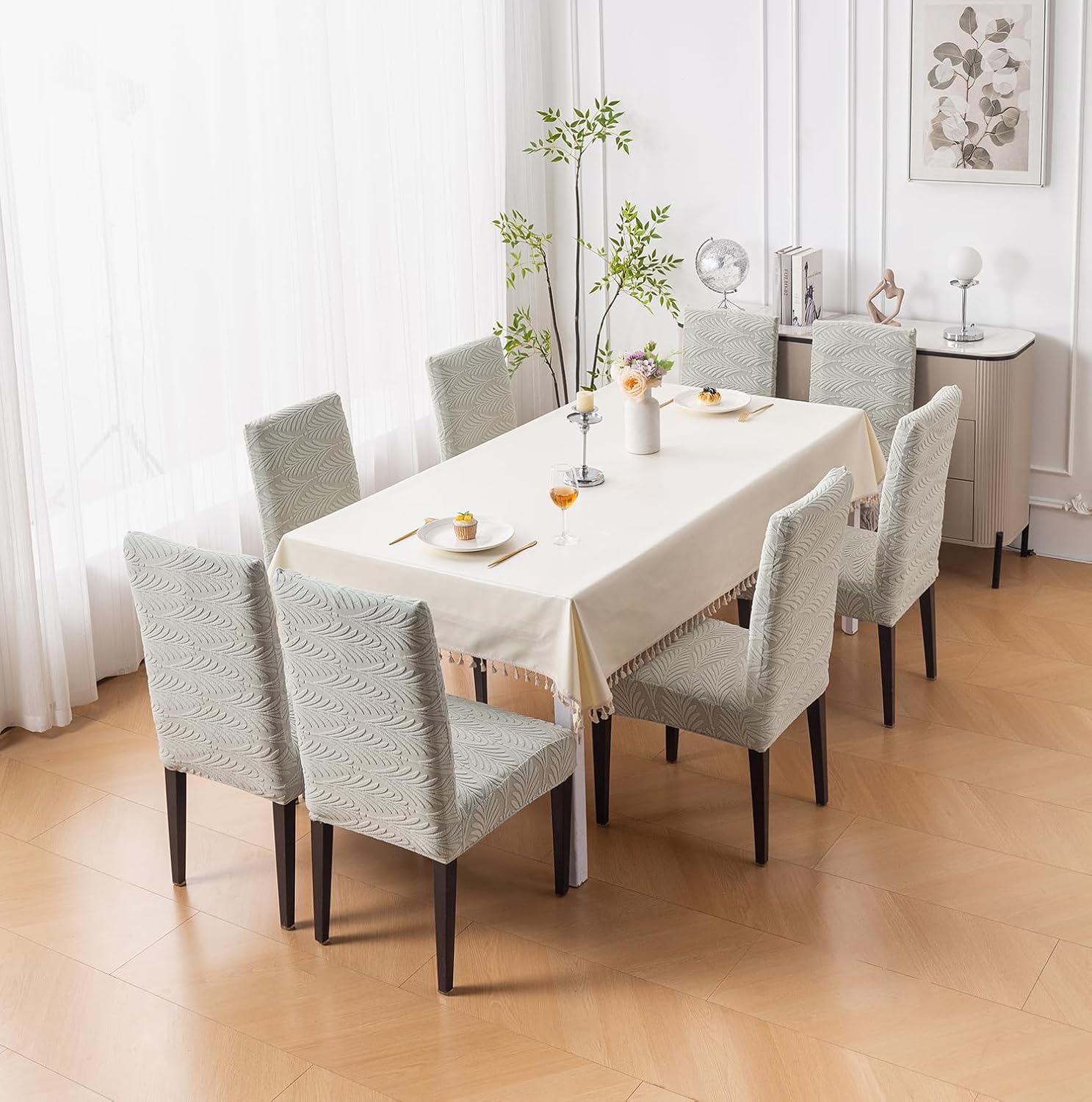 Universal Fit Modern Stretch Chair Cover – 220 GSM Jacquard Fabric (Grey)