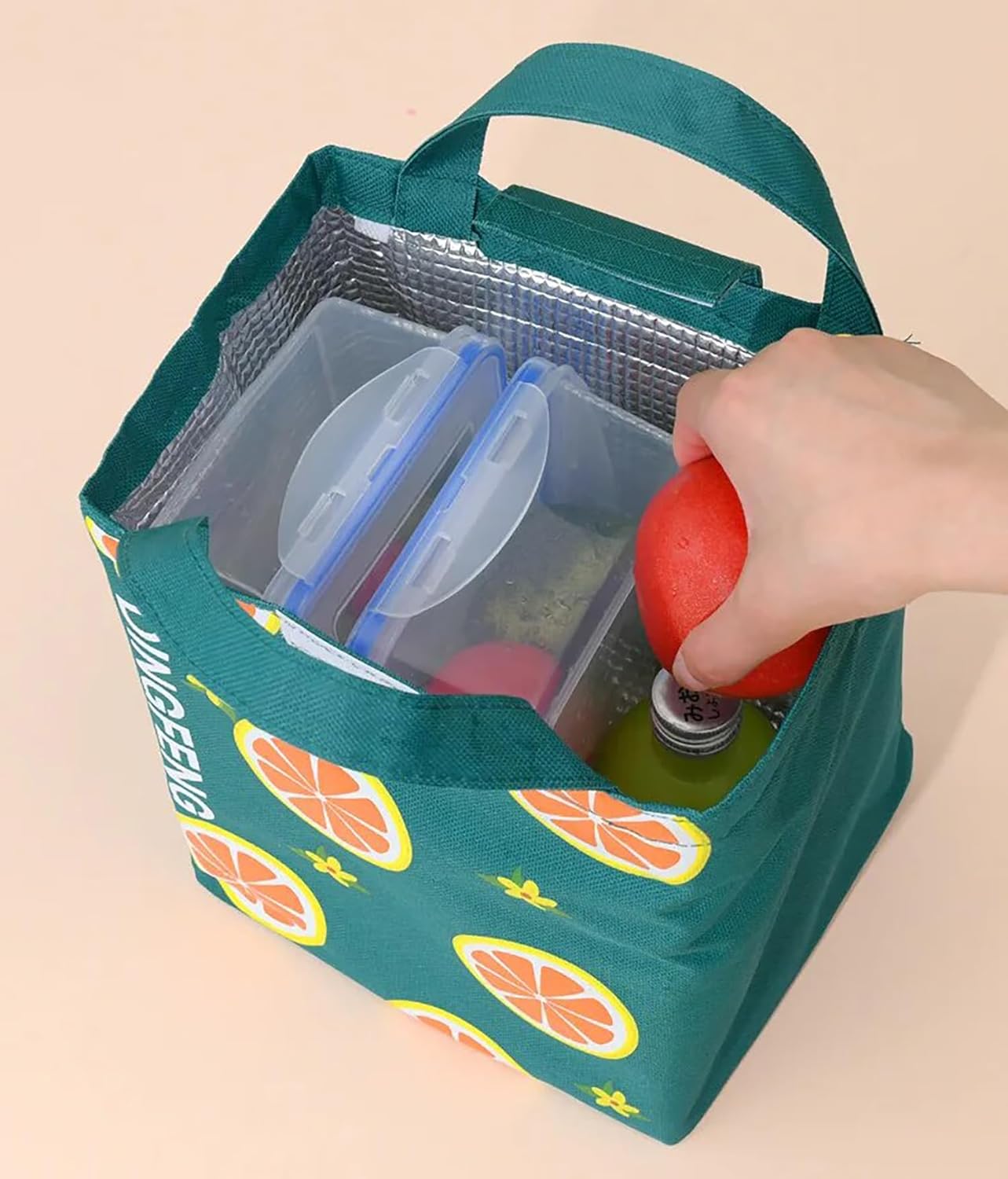 Insulated Lunch Bag (Oranges Green)