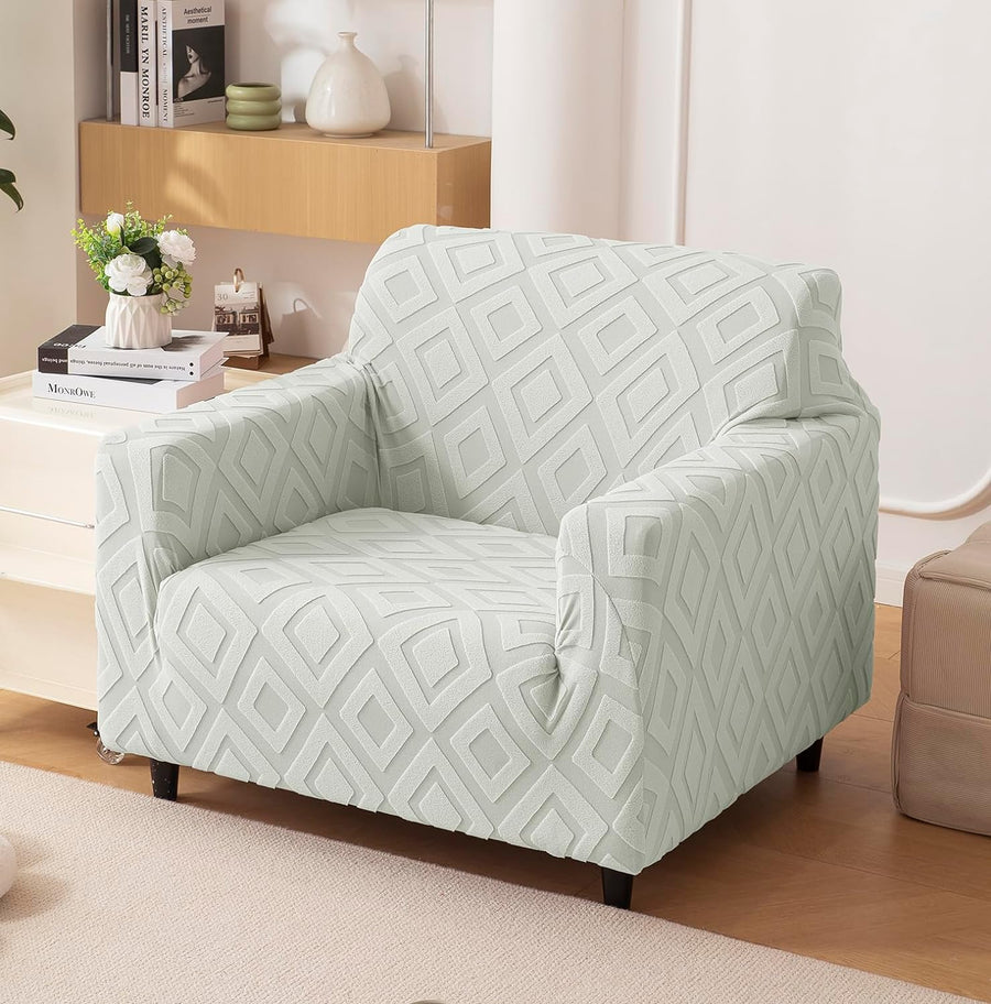 Jacquard Fabric Diamond Texture Sofa Cover 220 GSM (Smoke)