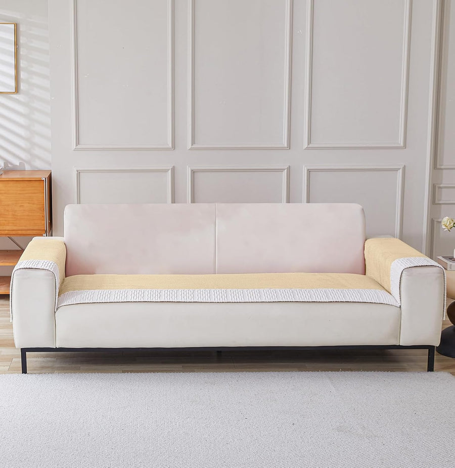 Corduroy French Style Sofa Cover Set – 3 Pcs Set (2pc Armrest Covers 50x70cm + 1pc Seat Cover) Gold