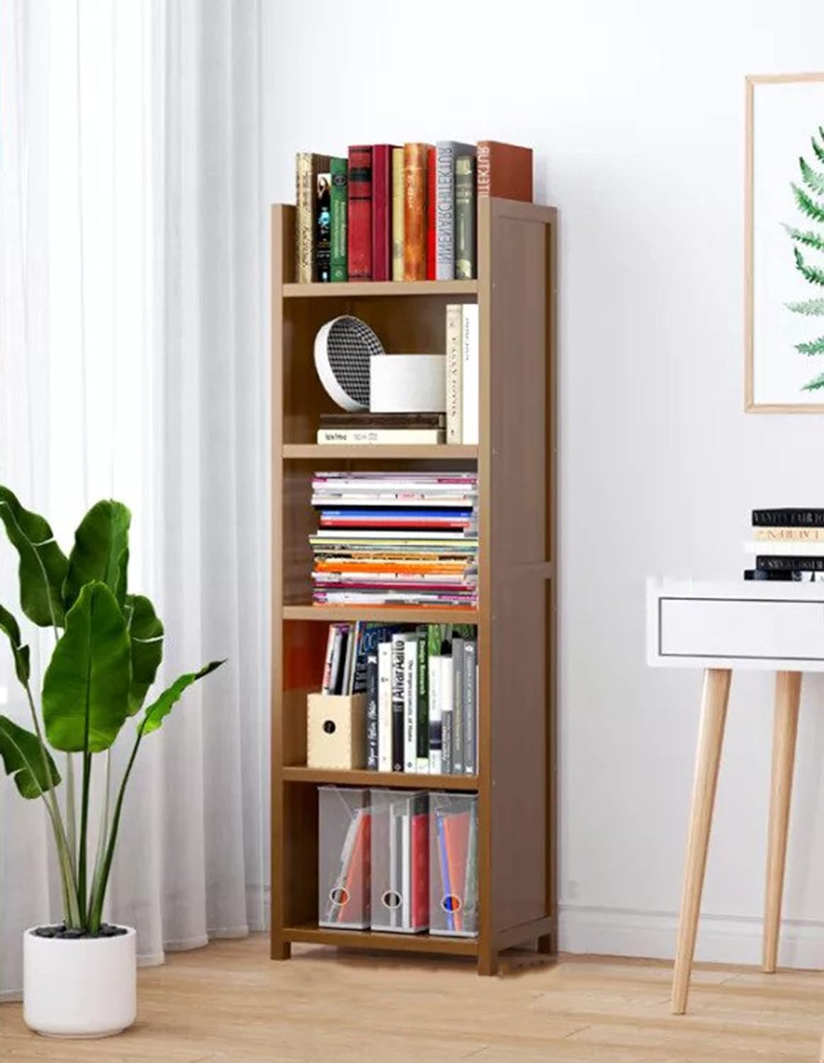 5-Tier Bamboo Shelf Freestanding Storage Display -  (40x138cm,DIY Rack )