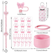 6-Piece Tumbler Accessories Set – Bow Pink | 40oz & 30oz | Tumbler Not Included