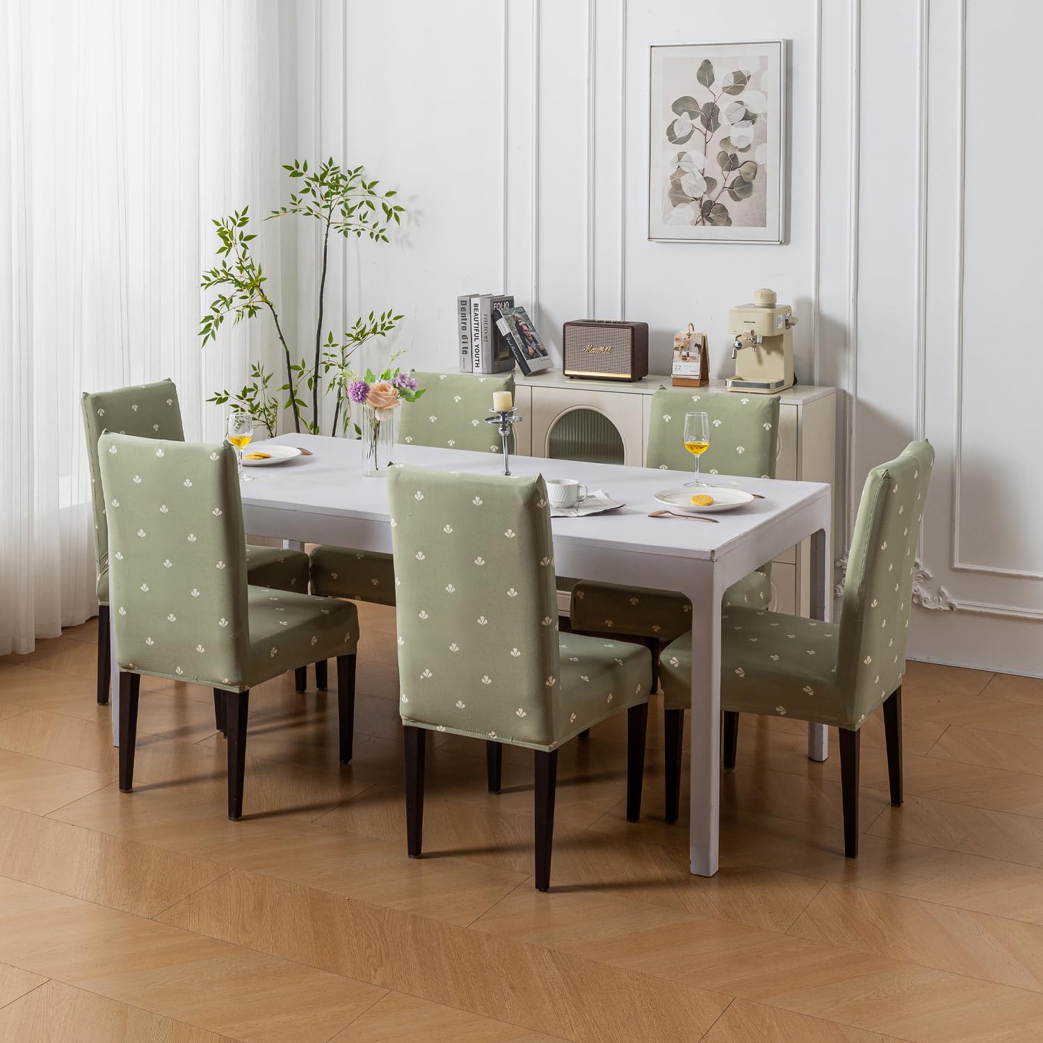 Elastic Chair Cover Stretch Removable Washable Short Dining Chair Cover (Neem Buti)