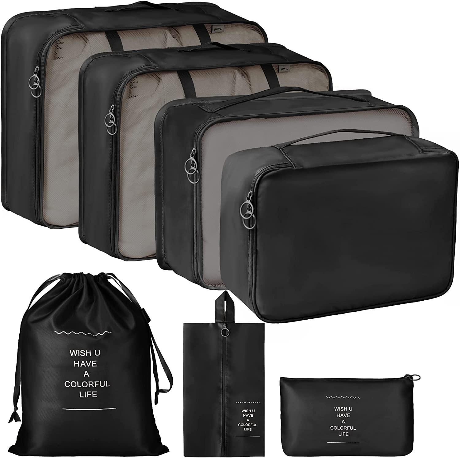 Convertible Garment Bag & 7-Piece Packing Cubes Set – Black