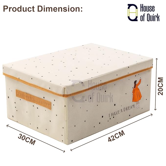 Non-Woven Clothes Storage Box Drawer Divider Basket (Beige Print)