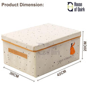Non-Woven Clothes Storage Box Drawer Divider Basket (Beige Print)