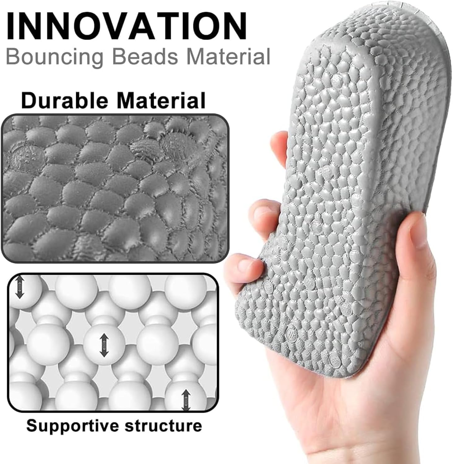 Height Increase Insoles – 1 Pair Orthopedic Heel Lift Inserts for Men & Women (Grey)