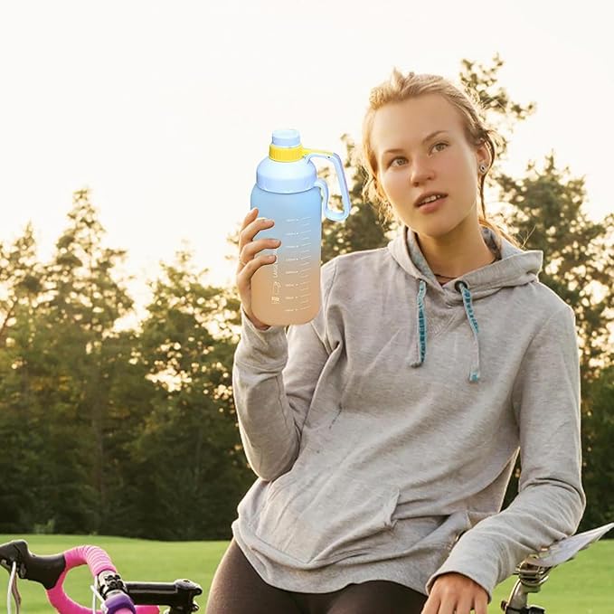 Water Bottle With Straw Bpa Free (Pink/Blue 1.8Litre) - Plastic