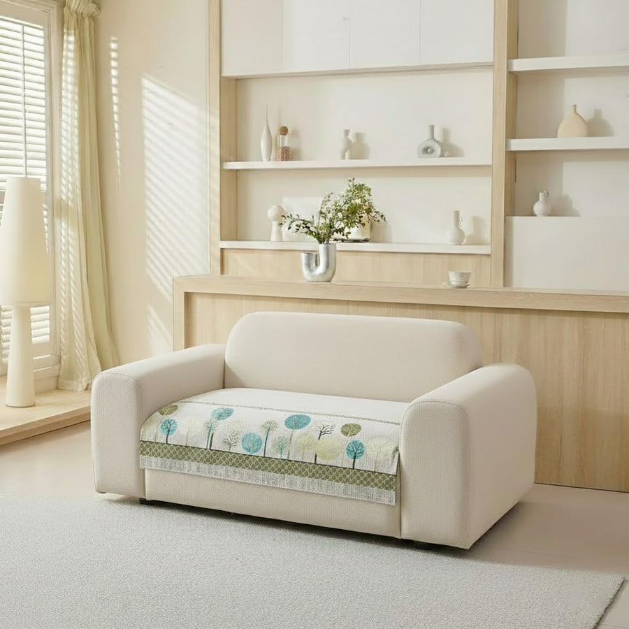 Moontree Series Chenille Jacquard Couch Cover – Quilted Non-Slip Washable Sofa Slipcover (Cream)