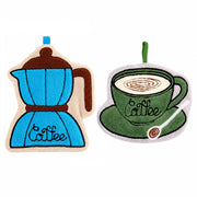 Coffee Shaped Hanging Towels Set of 2 (Blue/Green)