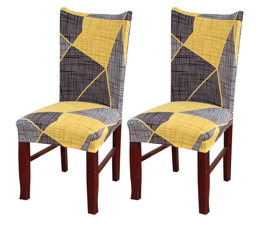 Elastic Chair Cover (Yellow Grey Prism)
