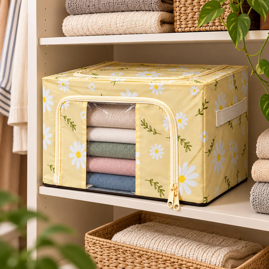 Clothing Storage Box 24 Litre - Cream Flower