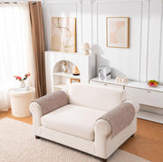 Rabbit Plush Sofa Mat Floral Design - Mocha
