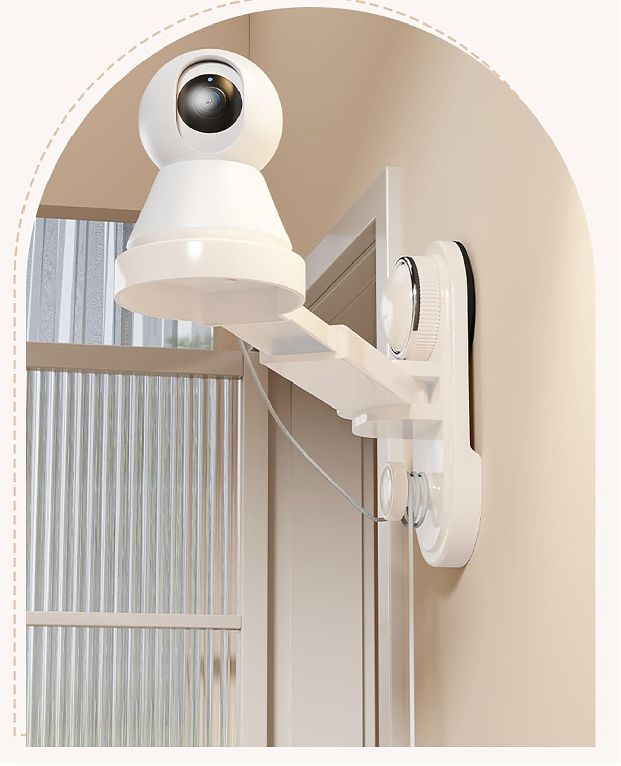 Suction Cup Camera Bracket Holder Retractable Punch-Free Wall Mount (Cream)