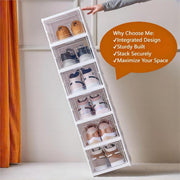 6-Layer Foldable & Stackable Shoe Cabinet with Transparent Front Door (Transparent)