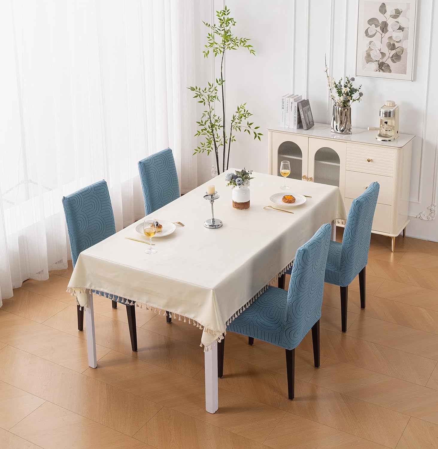 Premium Stretch Chair Cover – 220 GSM Jacquard Fabric (Light Blue)